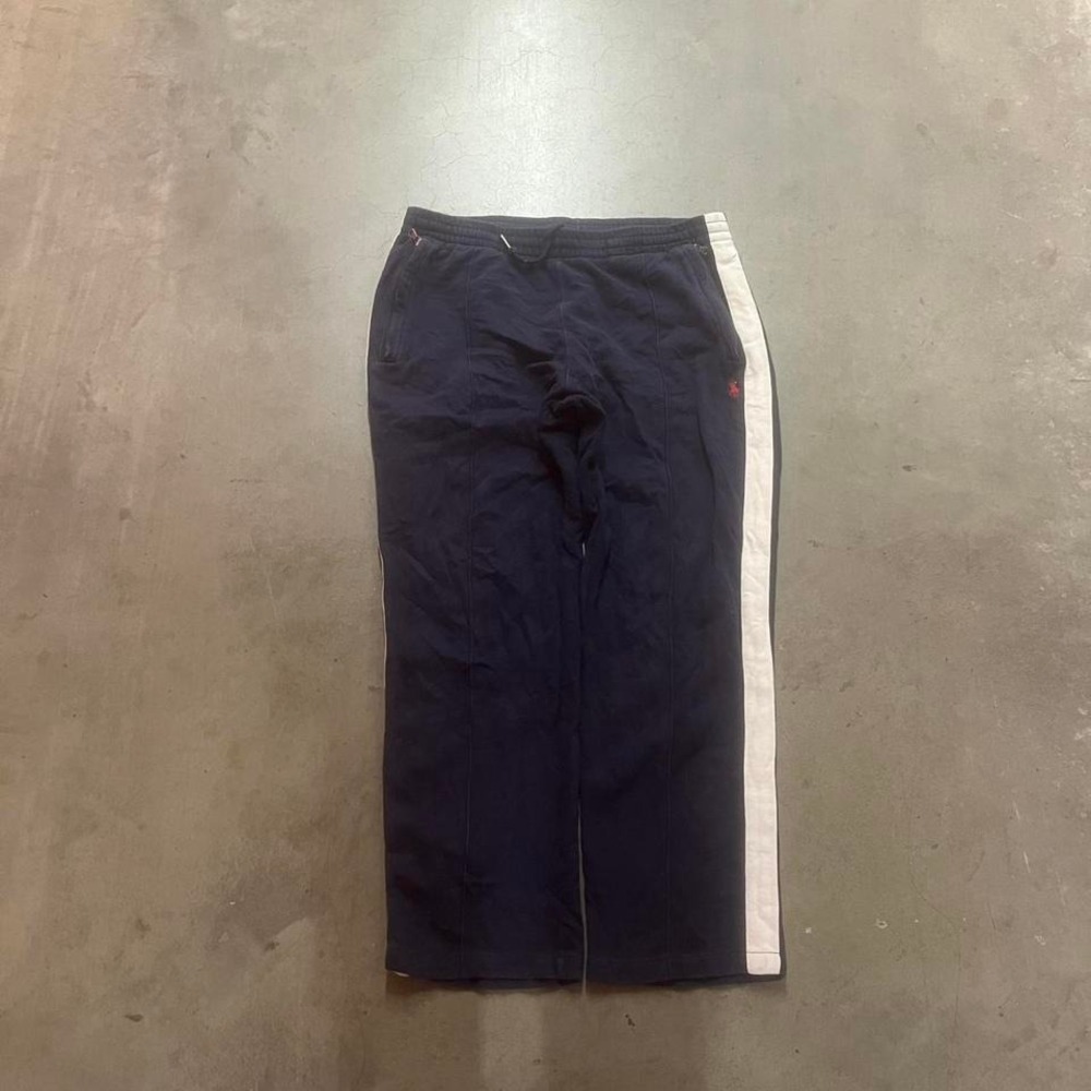Vintage polo Ralph Lauren men's blue white stripe pleated track pants open leg M